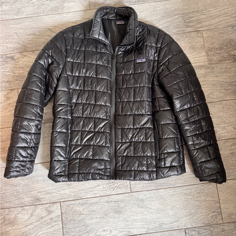 women’s Black nano puff shiny Jacket